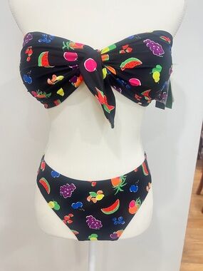 NWT Kate Spade Summer Fruit Collection Bandeau Bikini Swimsuit Set Sz M